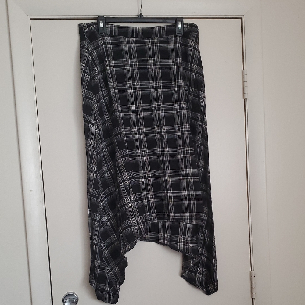 *NWT* Killstar Cursed Medows Black & White Plaid Asymmetric Midi Skirt